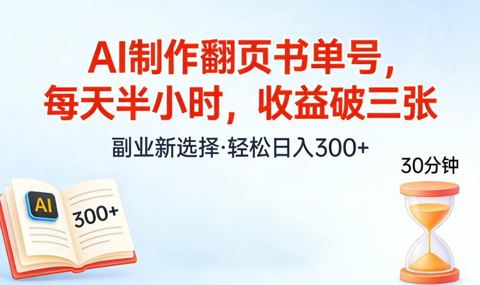 AI制作翻页书单号，每天半小时，小白轻松上手-项目网