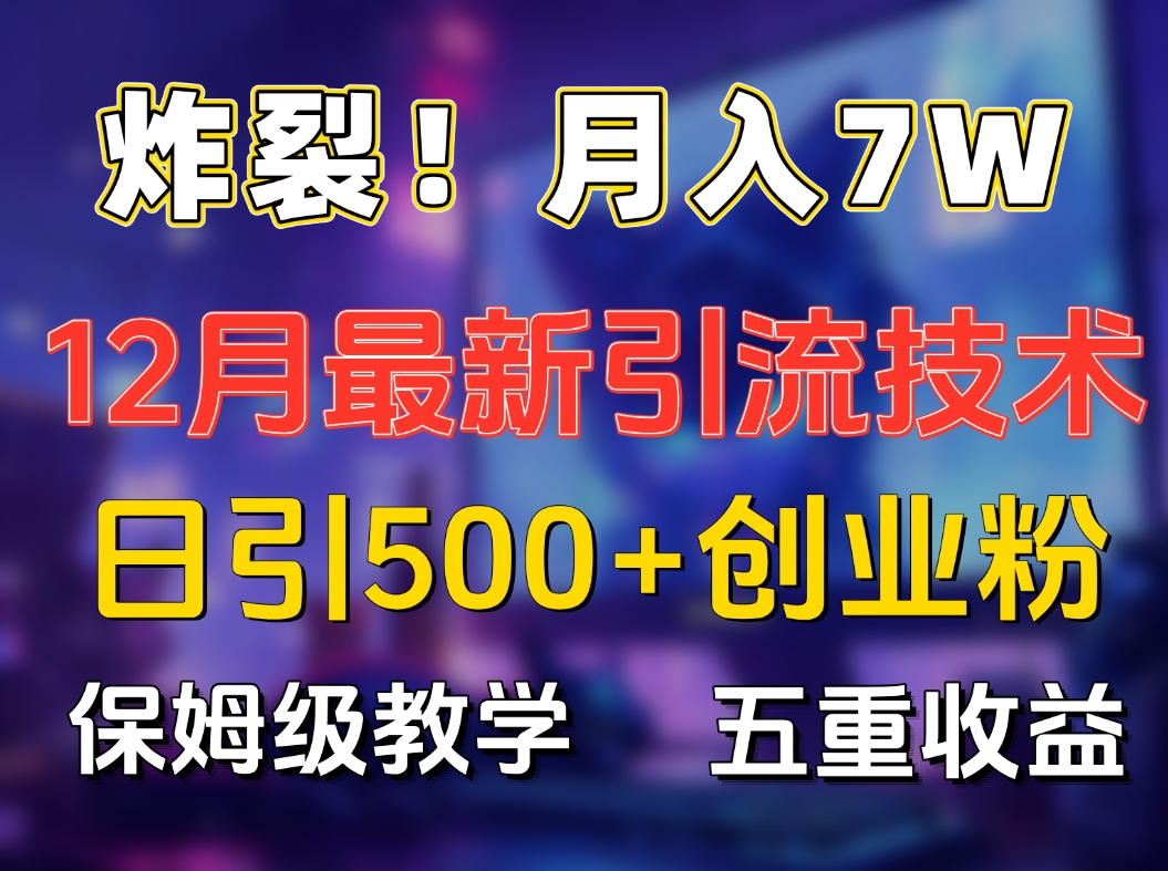 炸裂！月入7W+揭秘12月最新日引流500+精准创业粉，多重收益保姆级教学-项目网