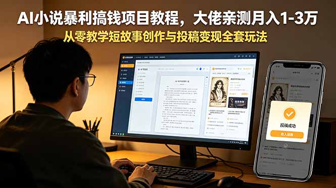 AI小说暴利搞钱项目教程，大佬亲测月入1-3万，从零教学短故事创作与投稿变现全套玩法-项目网