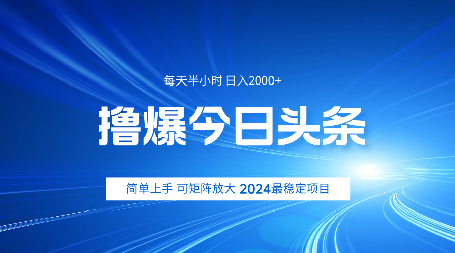 撸爆今日头条，简单无脑日入2000+-项目网