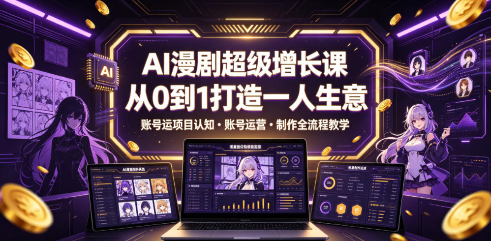AI漫剧超级增长课,从0到1打造一人生意,项目认知・账号运营・制作全流程教学-项目网