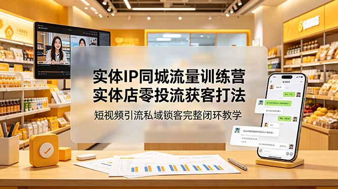 实体IP同城流量训练营：实体店零投流获客打法，短视频引流私域锁客完整闭环教学-项目网