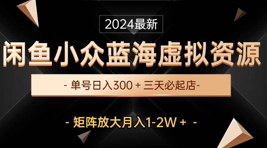 最新闲鱼小众蓝海虚拟资源，单号日入300＋，三天必起店，矩阵放大月入1-2W-项目网