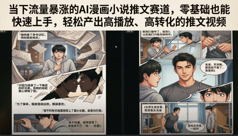 当下流量暴涨的AI漫画小说推文赛道，零基础也能快速上手，轻松产出高播放、高转化的推文视频-项目网