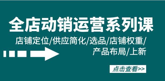 全店·动销运营系列课：店铺定位/供应简化/选品/店铺权重/产品布局/上新-项目网
