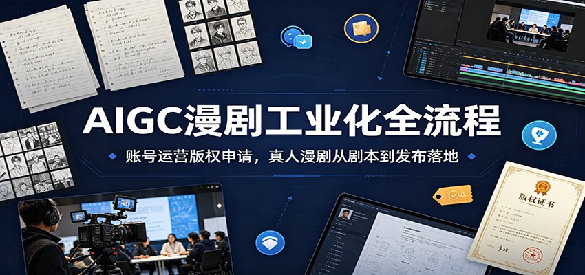 AIGC漫剧工业化全流程：账号运营版权申请，真人漫剧从剧本到发布落地-项目网